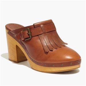 MADEWELL DARK BROWN FRINGED CLOGS